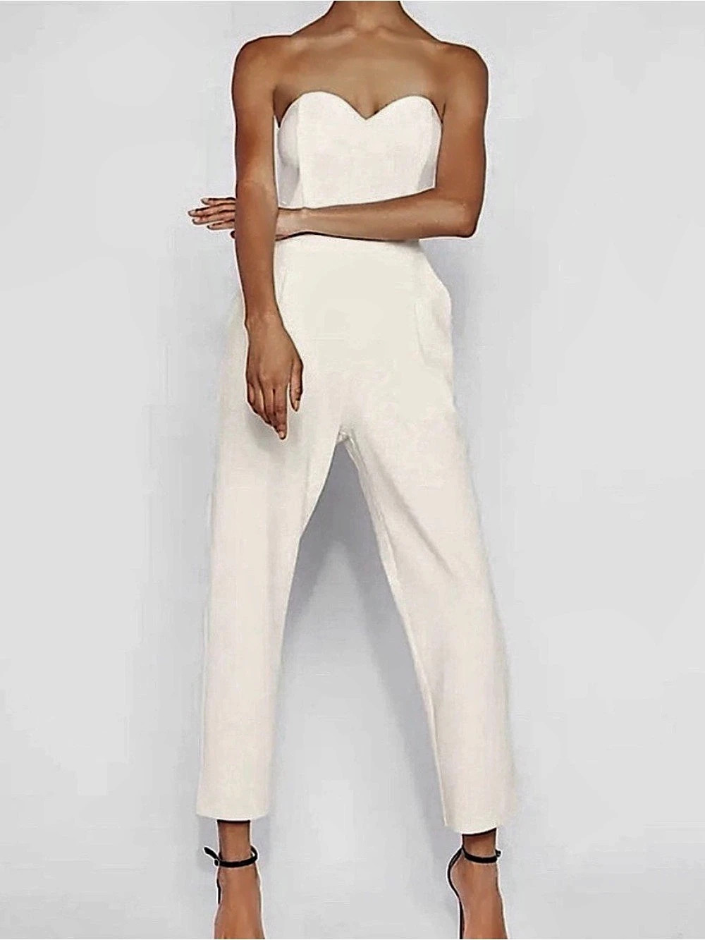 Express Strapless White Jumpsuit Size 2 Like New
